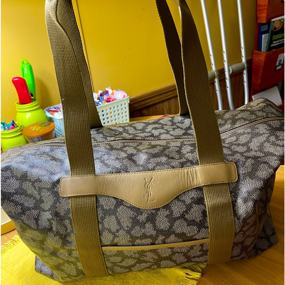 EUC YSL Leather and Canvas Luggage Bag